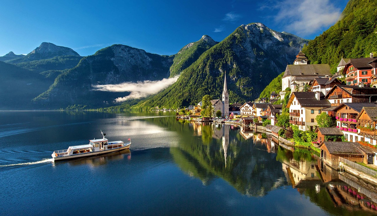 hallstatt, austria, mountain lake, lake, alps, summer, tourism, vacations, upper austria, village, mountain, nature, boat, hallstatt, austria, austria, austria, austria, austria, summer, tourism, tourism, village, village, mountain, mountain